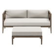 Northlake Outdoor Teak Wood Loveseat and Ottoman Set in Weathered Gray Pebble
