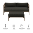 Northlake Outdoor Teak Wood Loveseat and Ottoman Set in Weathered Gray Flint