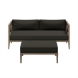 Northlake Outdoor Teak Wood Loveseat and Ottoman Set in Weathered Gray Flint