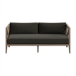 Northlake Outdoor Teak Wood Loveseat and Ottoman Set in Weathered Gray Flint
