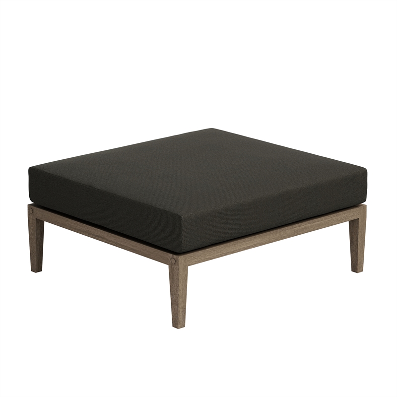 Northlake Outdoor Teak Wood Loveseat and Ottoman Set in Weathered Gray Flint