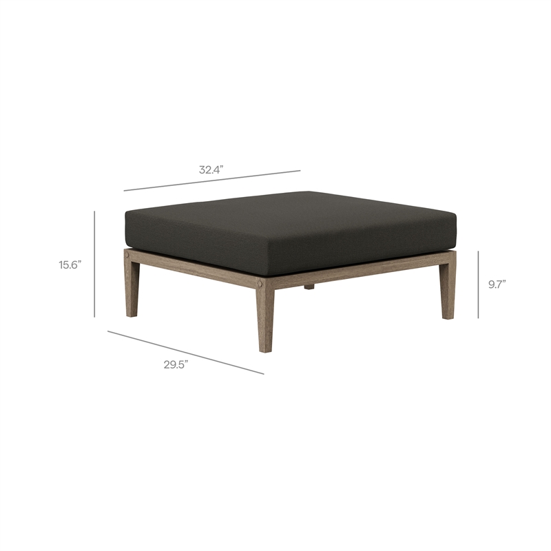 Northlake Outdoor Teak Wood Loveseat and Ottoman Set in Weathered Gray Flint