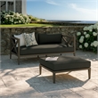 Northlake Outdoor Teak Wood Loveseat and Ottoman Set in Weathered Gray Flint