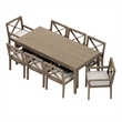 Modway Northlake 9-Piece Outdoor Teak Wood Dining Set in Weathered Gray Pebble
