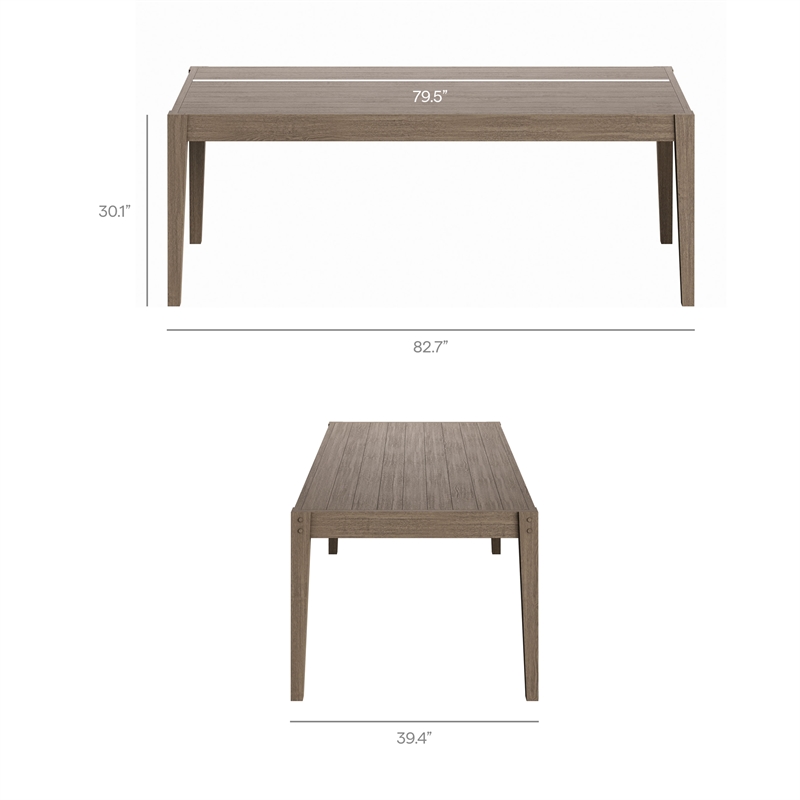 Modway Northlake 9-Piece Outdoor Teak Wood Dining Set in Weathered Gray Pebble