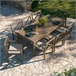 Modway Northlake 9-Piece Outdoor Teak Wood Dining Set in Weathered Gray Pebble
