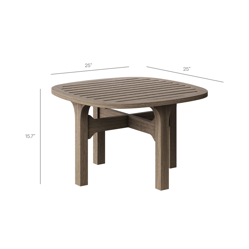 Modway Saratoga 4-Piece Outdoor Teak Wood Furniture Set in Weathered Gray Flint