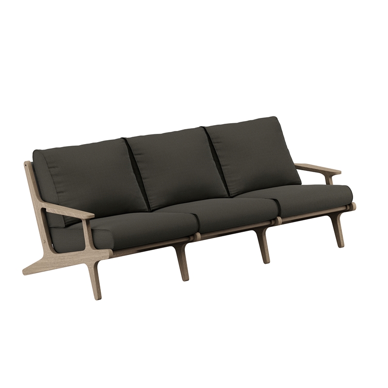 Modway Saratoga 4-Piece Outdoor Teak Wood Furniture Set in Weathered Gray Flint