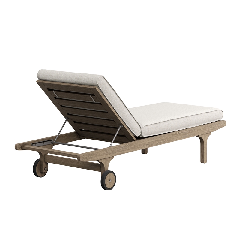 Saratoga Outdoor Teak Wood 3-Piece Chaise Lounge Furniture Set in Weathered Gray Pebble
