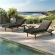 Saratoga Outdoor Teak Wood 3-Piece Chaise Lounge Furniture Set in Weathered Gray Flint