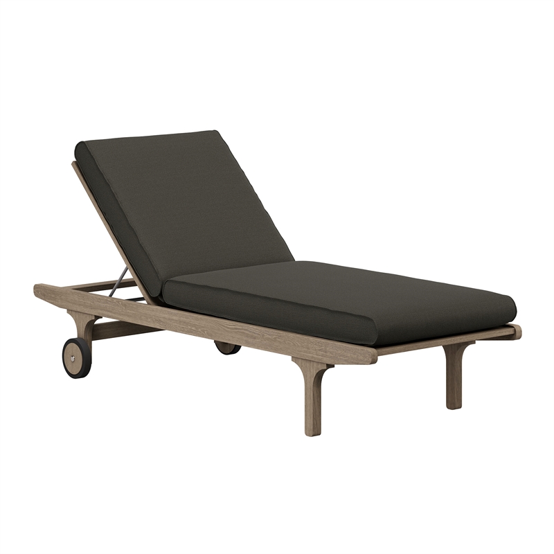 Saratoga Outdoor Teak Wood 3-Piece Chaise Lounge Furniture Set in Weathered Gray Flint