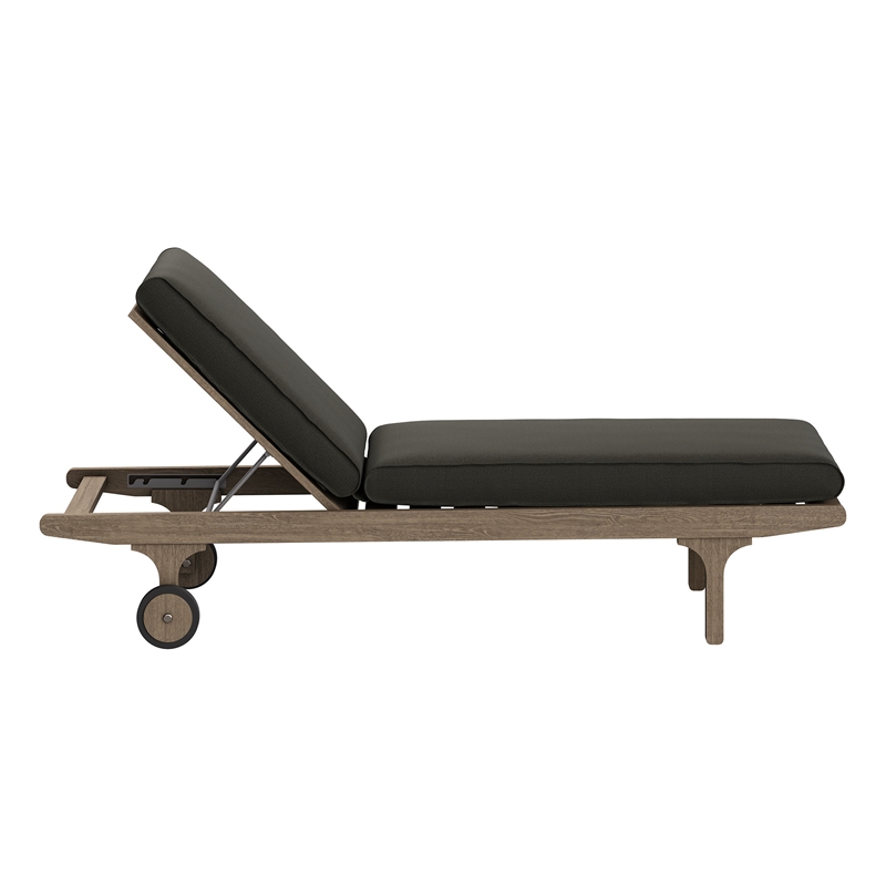 Saratoga Outdoor Teak Wood 3-Piece Chaise Lounge Furniture Set in Weathered Gray Flint