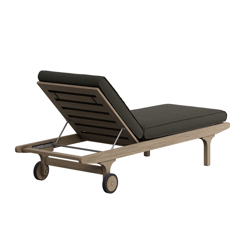 Saratoga Outdoor Teak Wood 3-Piece Chaise Lounge Furniture Set in Weathered Gray Flint