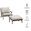 Saratoga Outdoor Teak Wood Chair and Ottoman Set in Weathered Gray Pebble