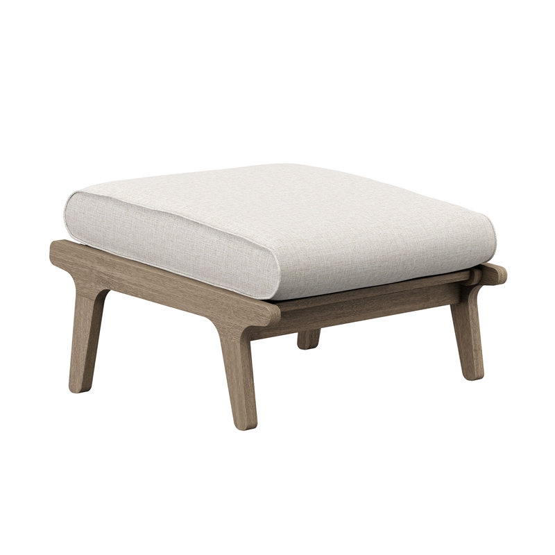Saratoga Outdoor Teak Wood Chair and Ottoman Set in Weathered Gray Pebble