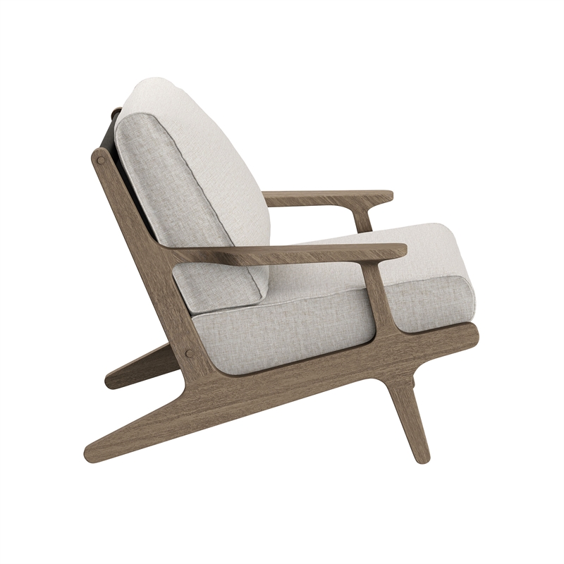 Saratoga Outdoor Teak Wood Chair and Ottoman Set in Weathered Gray Pebble