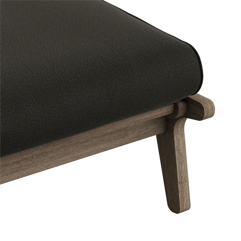 Saratoga Outdoor Teak Wood Chair and Ottoman Set in Weathered Gray Flint