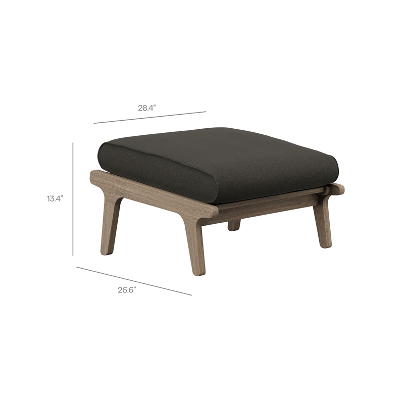 Saratoga Outdoor Teak Wood Chair and Ottoman Set in Weathered Gray Flint