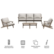 Modway Saratoga 4-Piece Outdoor Teak Wood Furniture Set in Weathered Gray Pebble