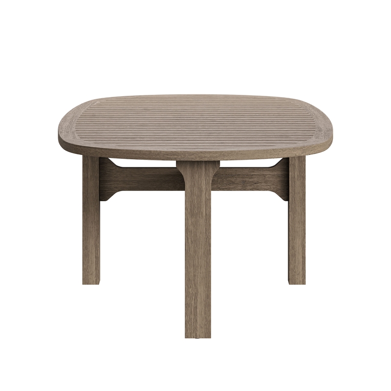 Modway Saratoga 4-Piece Outdoor Teak Wood Furniture Set in Weathered Gray Pebble