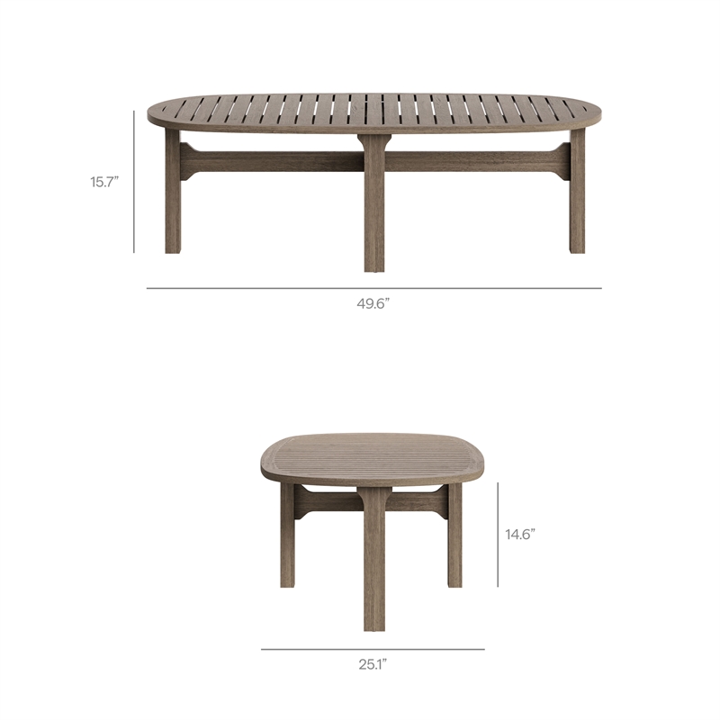 Modway Saratoga 4-Piece Outdoor Teak Wood Furniture Set in Weathered Gray Flint