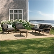 Modway Saratoga 4-Piece Outdoor Teak Wood Furniture Set in Weathered Gray Flint