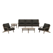 Modway Saratoga 4-Piece Outdoor Teak Wood Furniture Set in Weathered Gray Flint