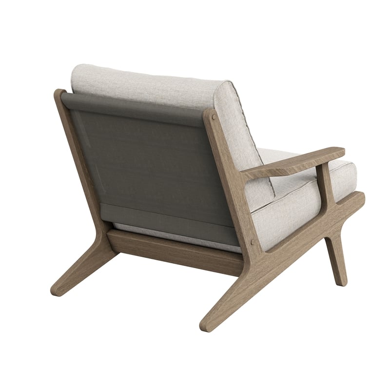 Modway Saratoga 5-Piece Outdoor Teak Wood Furniture Set in Weathered Gray Pebble