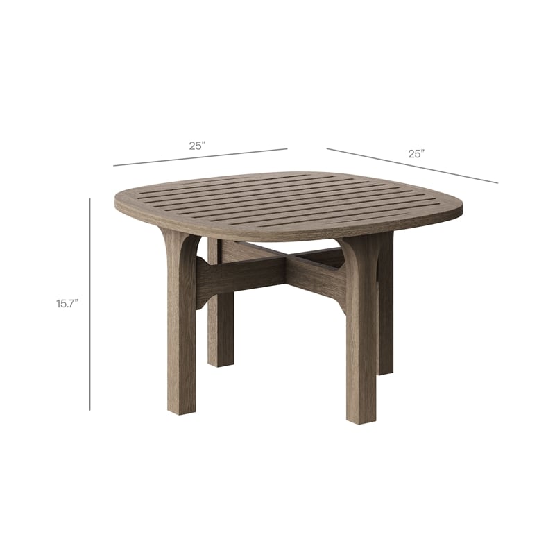 Modway Saratoga 5-Piece Outdoor Teak Wood Furniture Set in Weathered Gray Pebble
