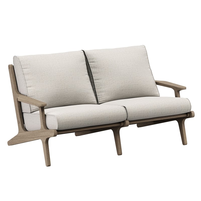 Modway Saratoga 5-Piece Outdoor Teak Wood Furniture Set in Weathered Gray Pebble