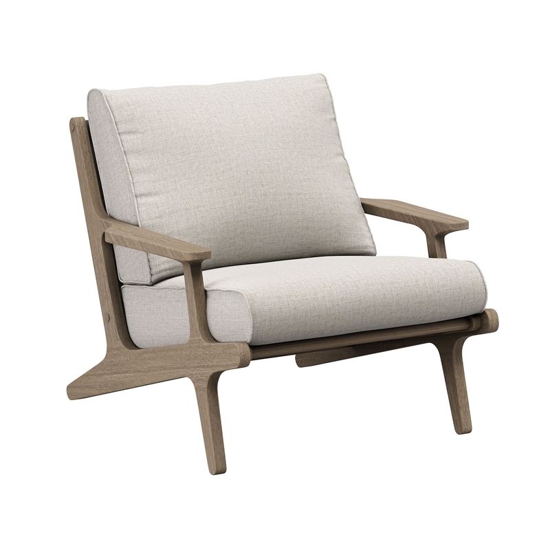 Modway Saratoga 5-Piece Outdoor Teak Wood Furniture Set in Weathered Gray Pebble