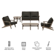 Modway Saratoga 5-Piece Outdoor Teak Wood Furniture Set in Flint Gray