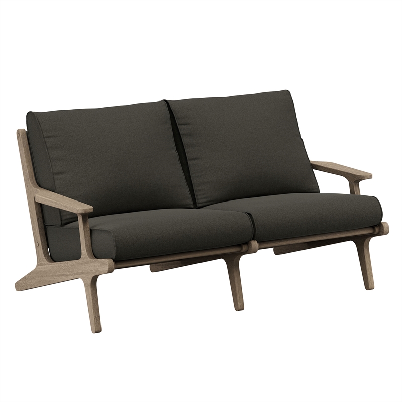 Modway Saratoga 5-Piece Outdoor Teak Wood Furniture Set in Flint Gray