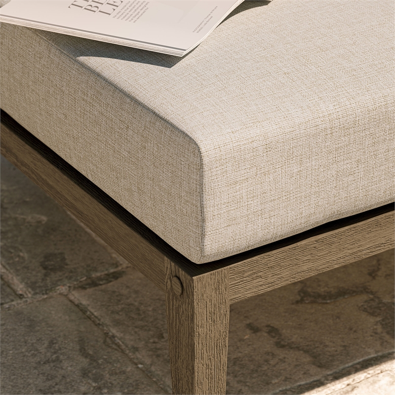 Northlake Outdoor Teak Ottoman in Weathered Gray Pebble