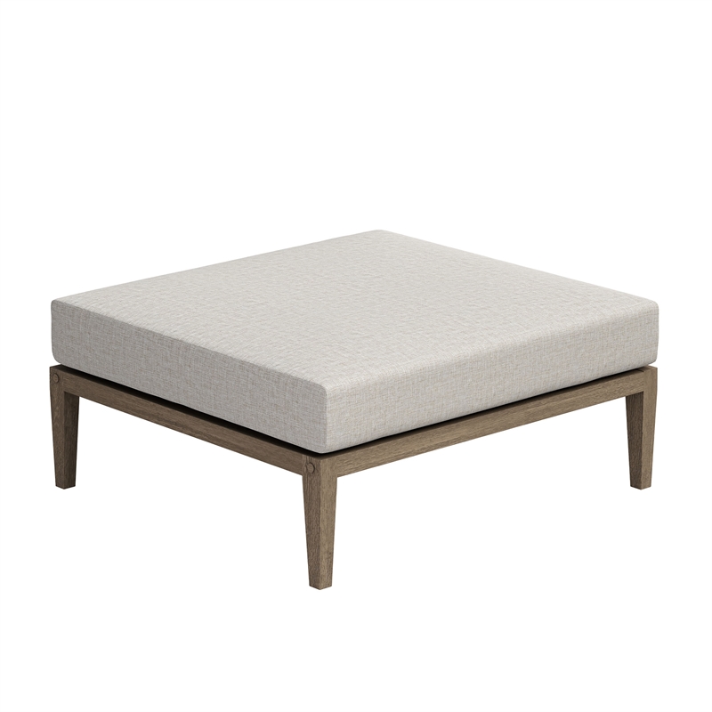 Northlake Outdoor Teak Ottoman in Weathered Gray Pebble
