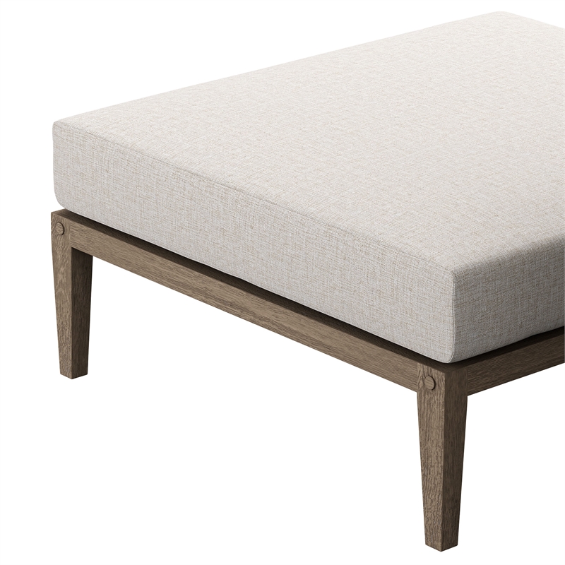 Northlake Outdoor Teak Ottoman in Weathered Gray Pebble