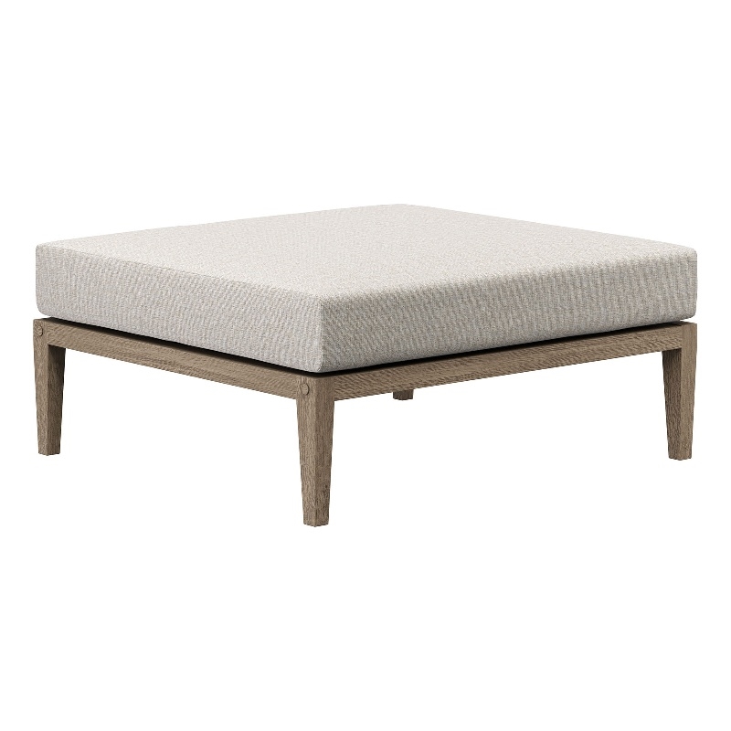 Northlake Outdoor Teak Ottoman in Weathered Gray Pebble