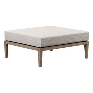 Northlake Outdoor Teak Ottoman in Weathered Gray Pebble