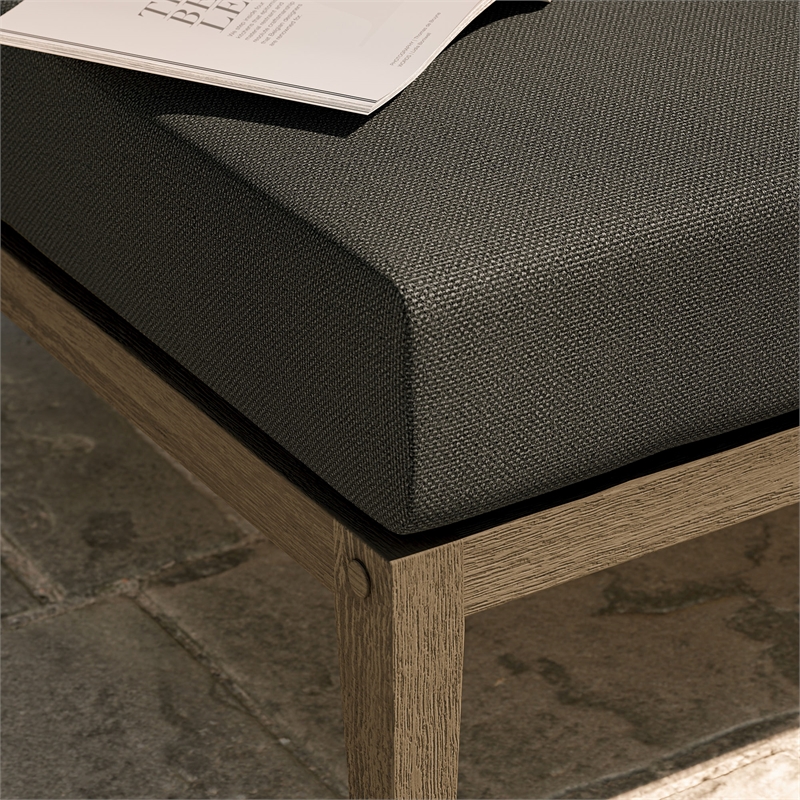 Northlake Outdoor Teak Ottoman in Weathered Gray Flint