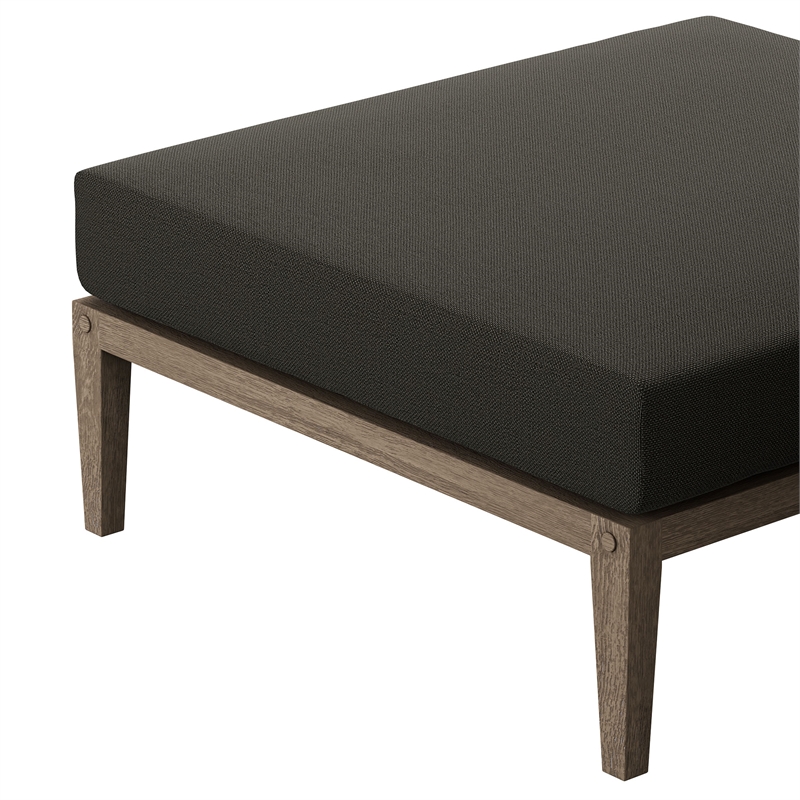 Northlake Outdoor Teak Ottoman in Weathered Gray Flint