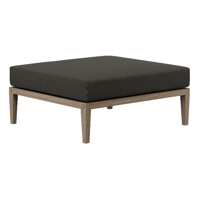 Northlake Outdoor Teak Ottoman in Weathered Gray Flint