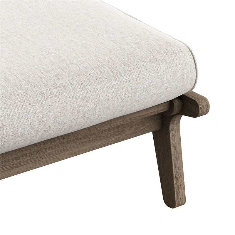 Saratoga Outdoor Teak Ottoman in Weathered Gray Pebble