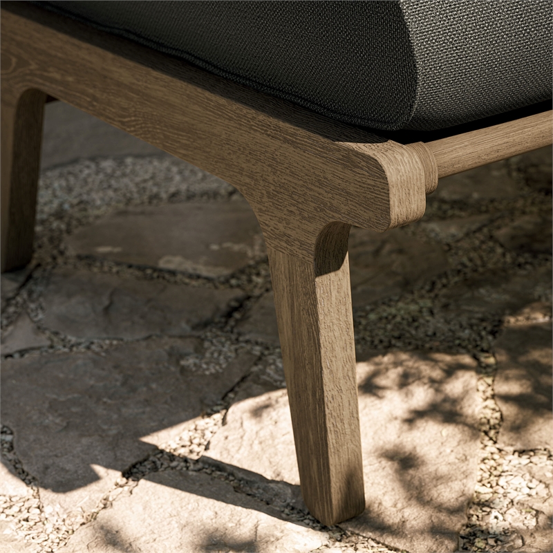 Saratoga Outdoor Teak Ottoman in Weathered Gray Flint