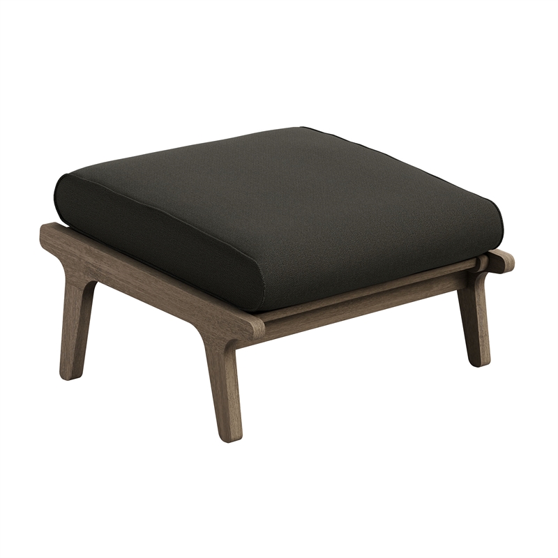 Saratoga Outdoor Teak Ottoman in Weathered Gray Flint
