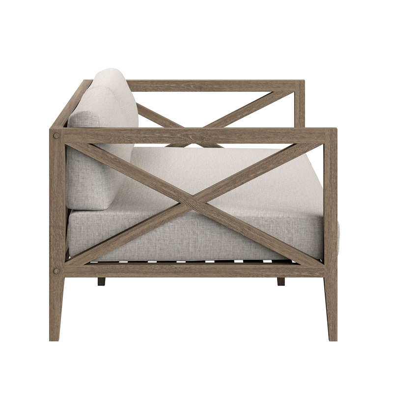 Northlake Outdoor Teak Loveseat in Weathered Gray Pebble