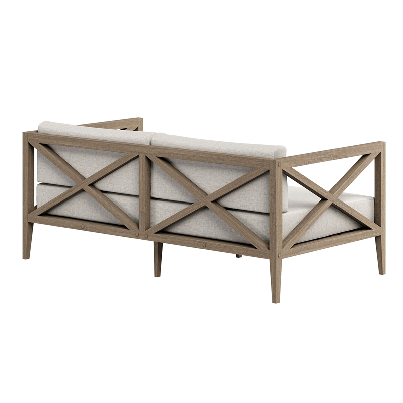 Northlake Outdoor Teak Loveseat in Weathered Gray Pebble
