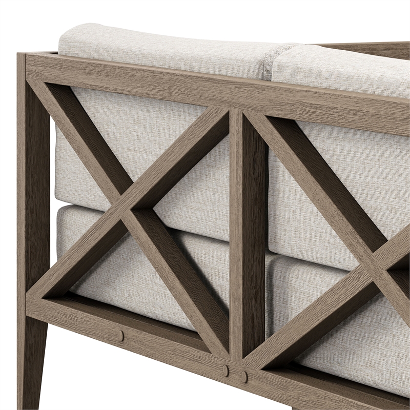Northlake Outdoor Teak Loveseat in Weathered Gray Pebble