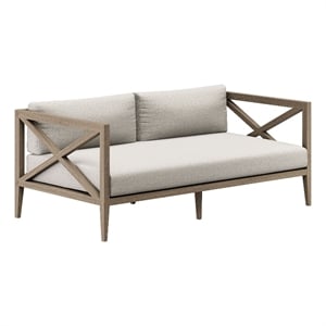 Northlake Outdoor Teak Loveseat in Weathered Gray Pebble