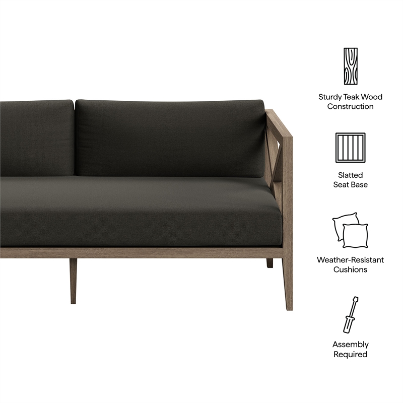 Northlake Outdoor Teak Loveseat in Weathered Gray Flint