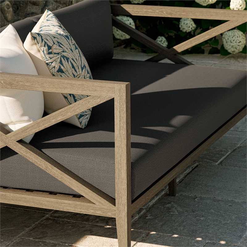 Northlake Outdoor Teak Loveseat in Weathered Gray Flint